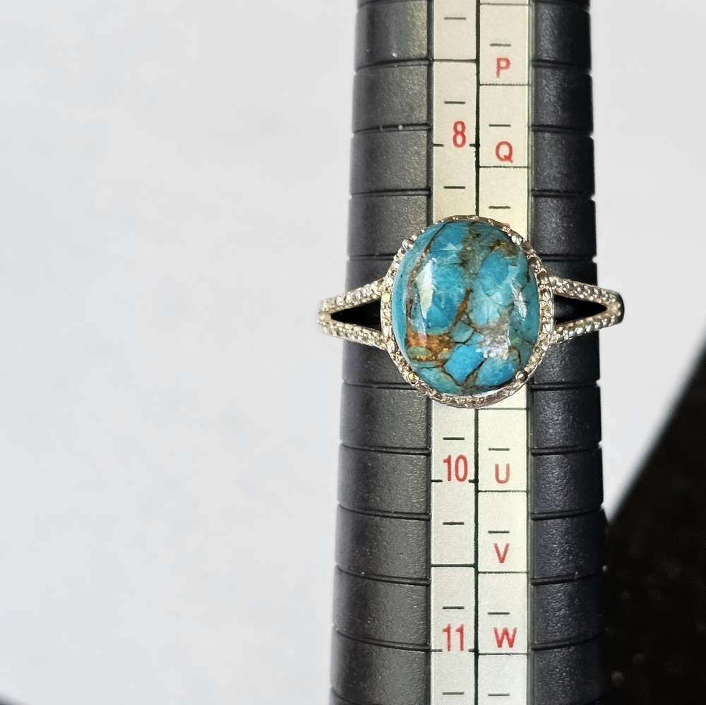 Gorgeous Copper Matrix Turquoise Ring Platinum over Sterling Silver Sz 9! - Picture 4 of 5